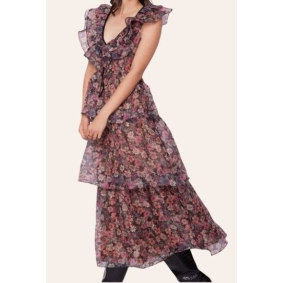 Lost + Wander Floral Tiered Chiffon Maxi Dress Size Small NWT - Picture 3 of 9
